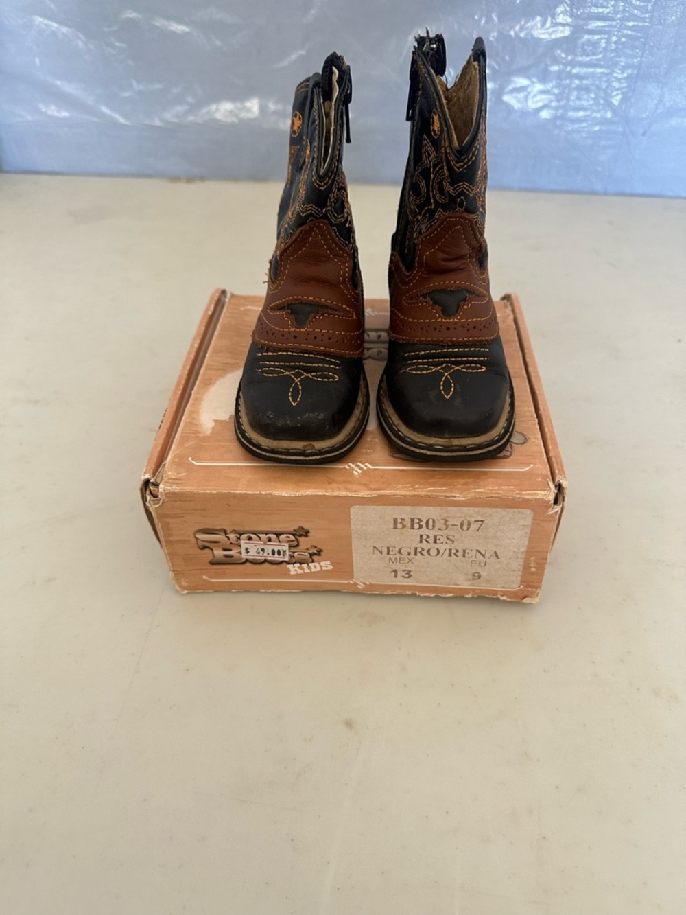 Kid's Two-Tone Brown & Black Western Cowboy Boots